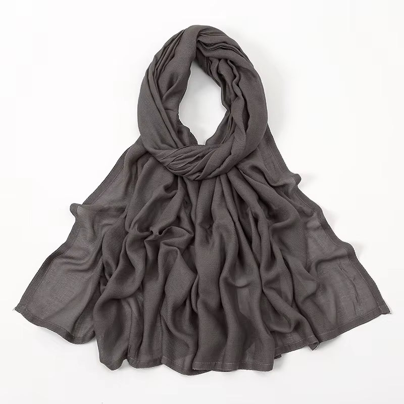 Women's Islamic Hijabs - Soft Viscose Rayon Shawls, Plain Thin Headscarves, 200x85 cm