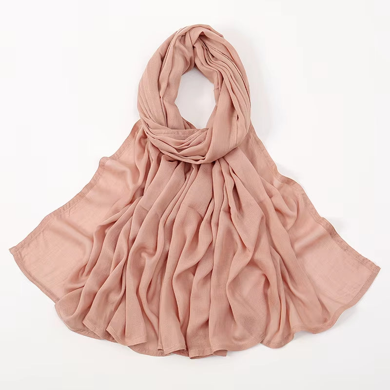 Women's Islamic Hijabs - Soft Viscose Rayon Shawls, Plain Thin Headscarves, 200x85 cm
