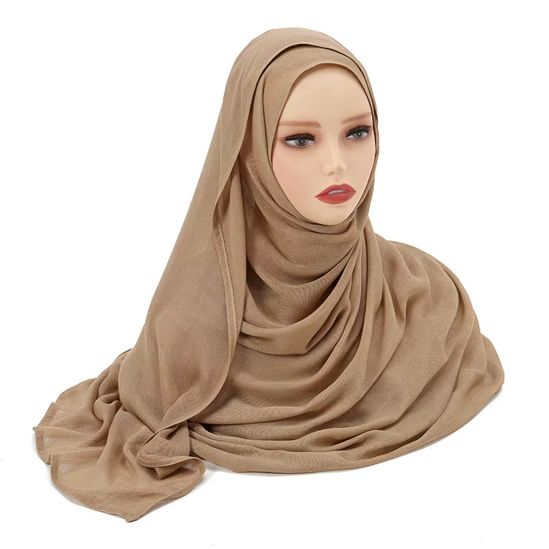 Women's Islamic Hijabs - Soft Viscose Rayon Shawls, Plain Thin Headscarves, 200x85 cm