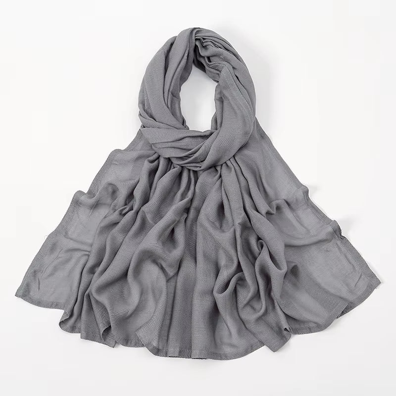 Women's Islamic Hijabs - Soft Viscose Rayon Shawls, Plain Thin Headscarves, 200x85 cm