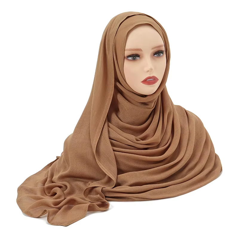 Women's Islamic Hijabs - Soft Viscose Rayon Shawls, Plain Thin Headscarves, 200x85 cm