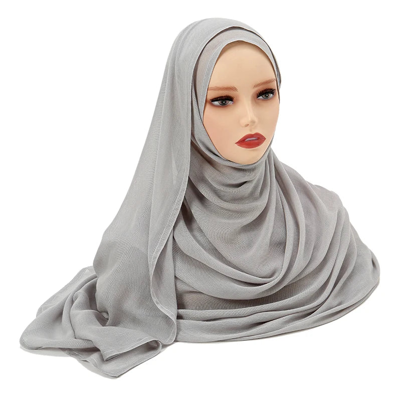 Women's Islamic Hijabs - Soft Viscose Rayon Shawls, Plain Thin Headscarves, 200x85 cm