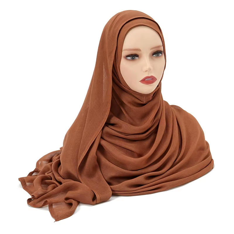 Women's Islamic Hijabs - Soft Viscose Rayon Shawls, Plain Thin Headscarves, 200x85 cm