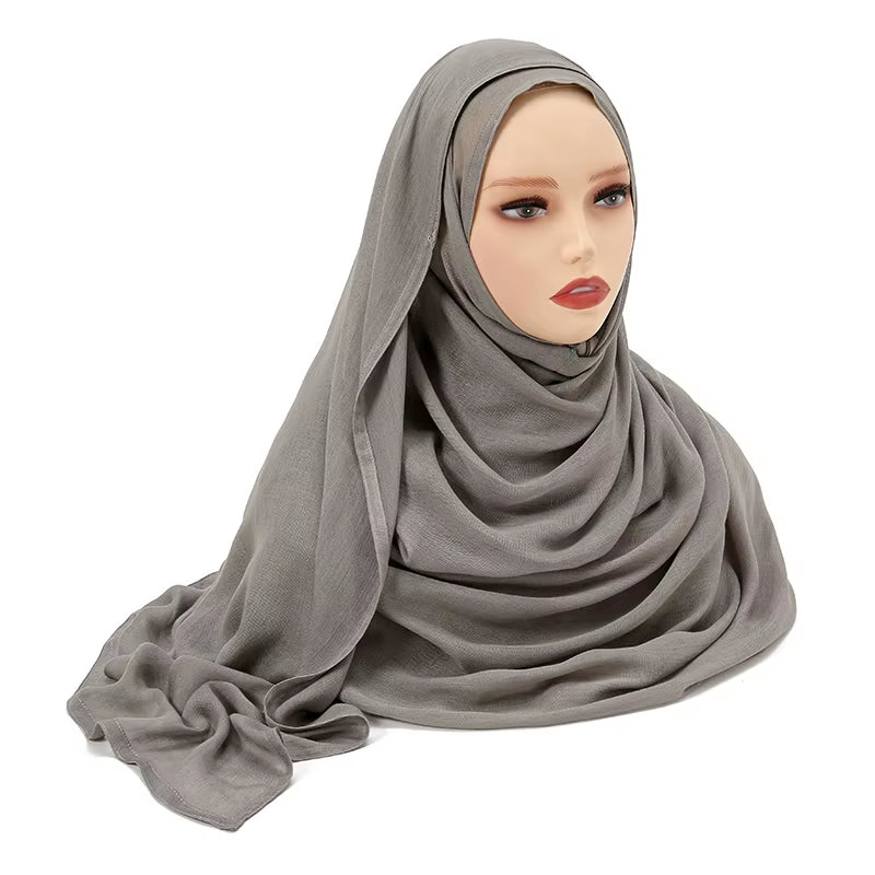 Women's Islamic Hijabs - Soft Viscose Rayon Shawls, Plain Thin Headscarves, 200x85 cm