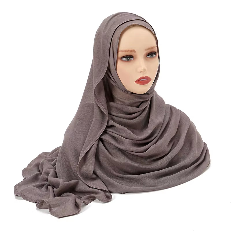 Women's Islamic Hijabs - Soft Viscose Rayon Shawls, Plain Thin Headscarves, 200x85 cm