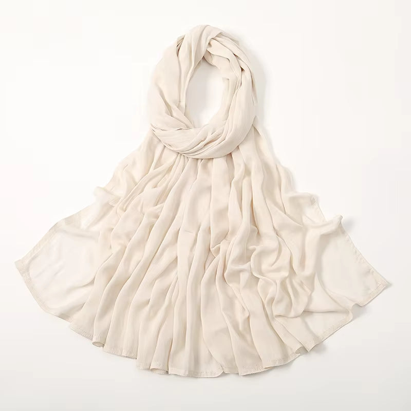 Women's Islamic Hijabs - Soft Viscose Rayon Shawls, Plain Thin Headscarves, 200x85 cm