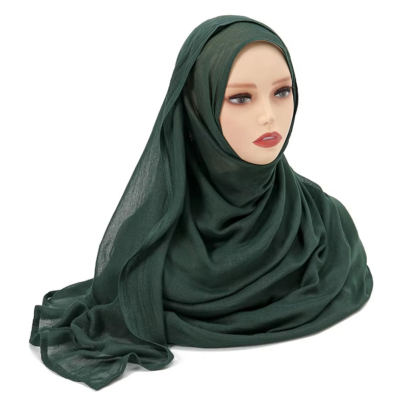 Women's Islamic Hijabs - Soft Viscose Rayon Shawls, Plain Thin Headscarves, 200x85 cm