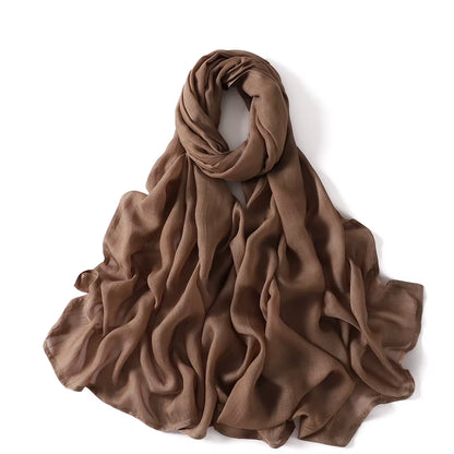 Women's Islamic Hijabs - Soft Viscose Rayon Shawls, Plain Thin Headscarves, 200x85 cm