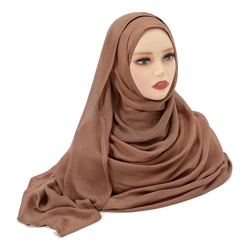 Women's Islamic Hijabs - Soft Viscose Rayon Shawls, Plain Thin Headscarves, 200x85 cm