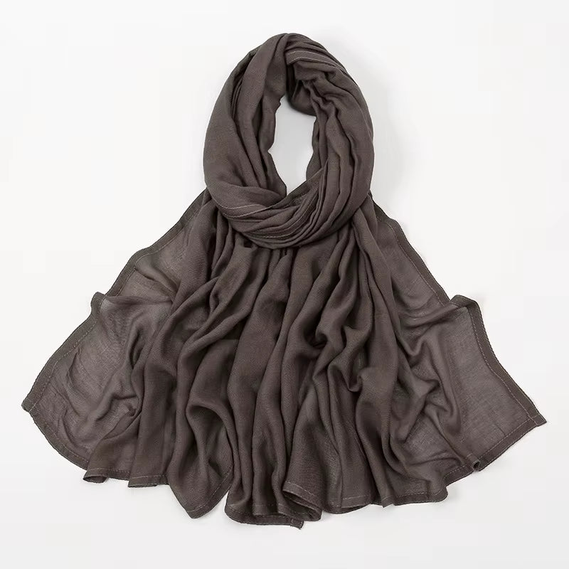 Women's Islamic Hijabs - Soft Viscose Rayon Shawls, Plain Thin Headscarves, 200x85 cm