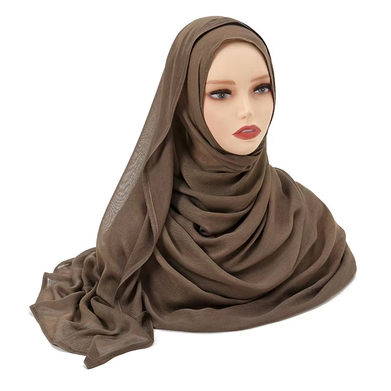 Women's Islamic Hijabs - Soft Viscose Rayon Shawls, Plain Thin Headscarves, 200x85 cm