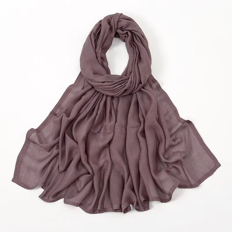 Women's Islamic Hijabs - Soft Viscose Rayon Shawls, Plain Thin Headscarves, 200x85 cm