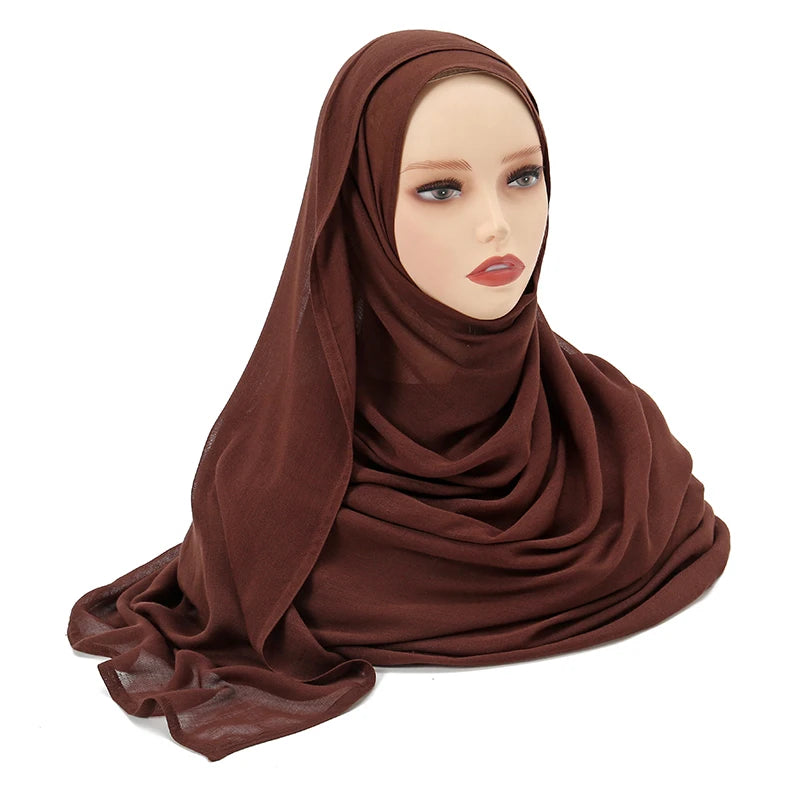 Women's Islamic Hijabs - Soft Viscose Rayon Shawls, Plain Thin Headscarves, 200x85 cm