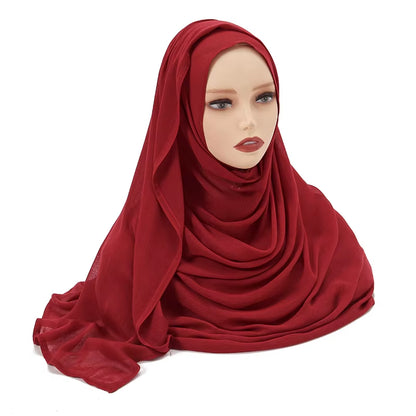 Women's Islamic Hijabs - Soft Viscose Rayon Shawls, Plain Thin Headscarves, 200x85 cm