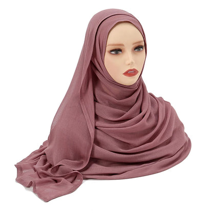 Women's Islamic Hijabs - Soft Viscose Rayon Shawls, Plain Thin Headscarves, 200x85 cm