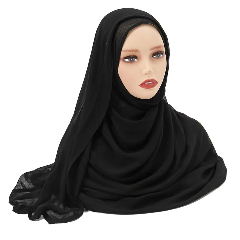 Women's Islamic Hijabs - Soft Viscose Rayon Shawls, Plain Thin Headscarves, 200x85 cm