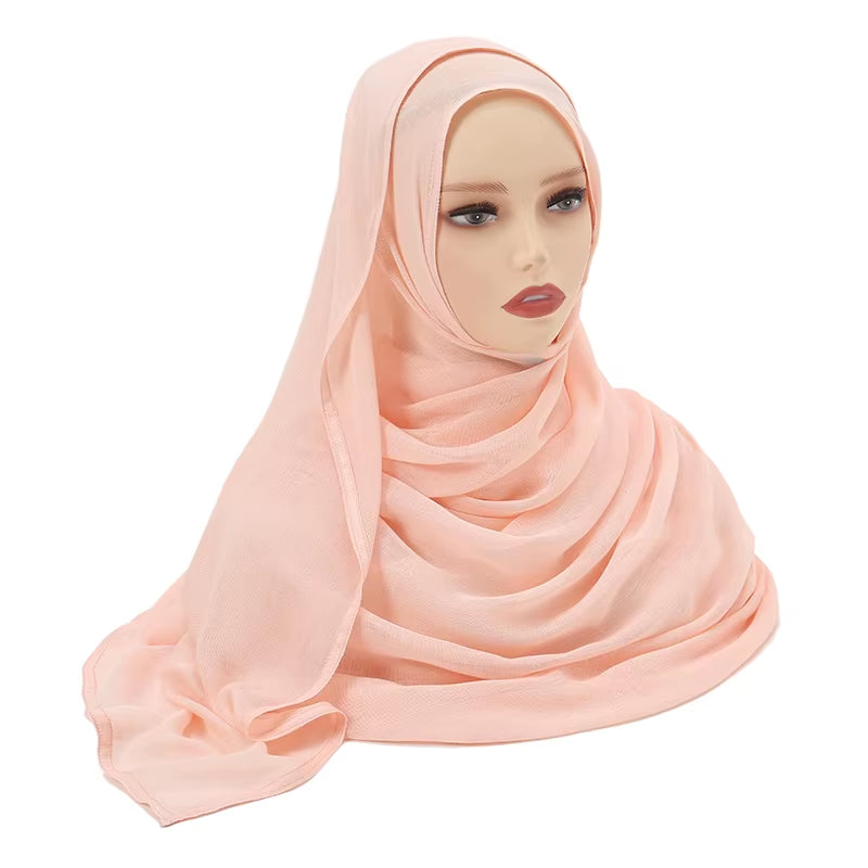 Women's Islamic Hijabs - Soft Viscose Rayon Shawls, Plain Thin Headscarves, 200x85 cm