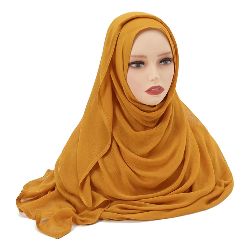 Women's Islamic Hijabs - Soft Viscose Rayon Shawls, Plain Thin Headscarves, 200x85 cm