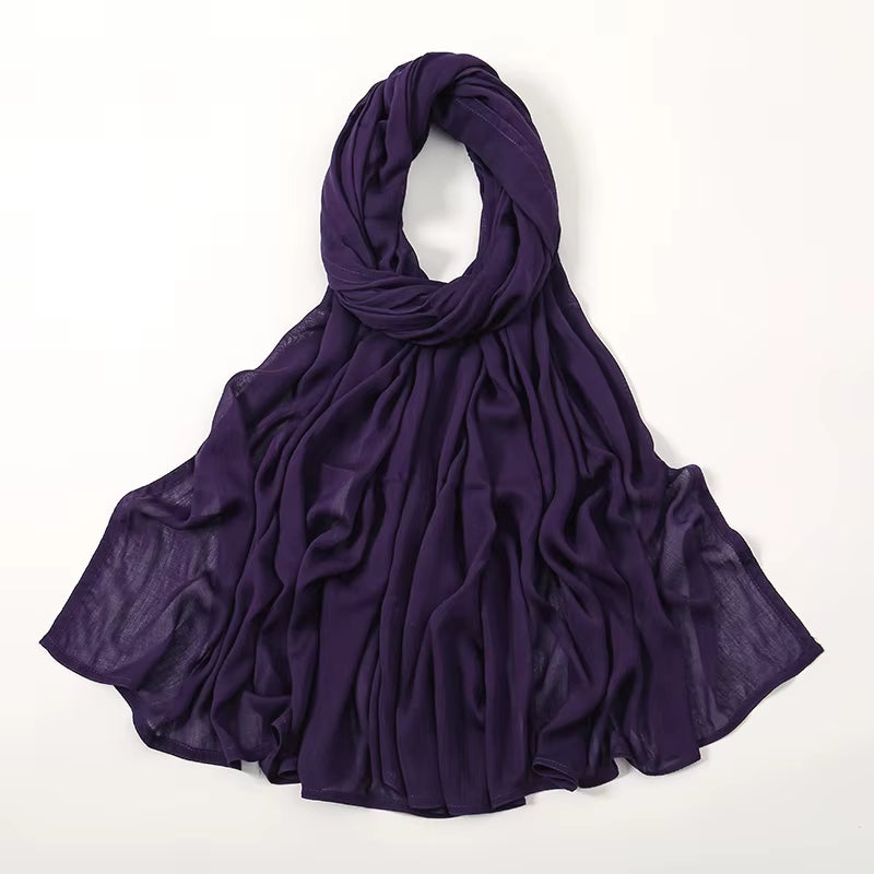 Women's Islamic Hijabs - Soft Viscose Rayon Shawls, Plain Thin Headscarves, 200x85 cm