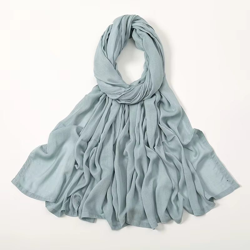 Women's Islamic Hijabs - Soft Viscose Rayon Shawls, Plain Thin Headscarves, 200x85 cm