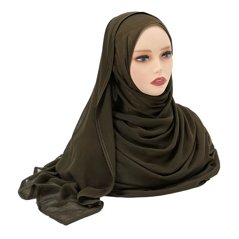 Women's Islamic Hijabs - Soft Viscose Rayon Shawls, Plain Thin Headscarves, 200x85 cm