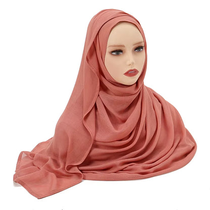 Women's Islamic Hijabs - Soft Viscose Rayon Shawls, Plain Thin Headscarves, 200x85 cm