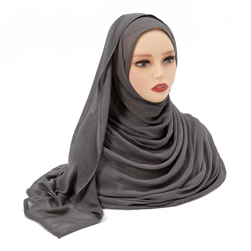 Women's Islamic Hijabs - Soft Viscose Rayon Shawls, Plain Thin Headscarves, 200x85 cm