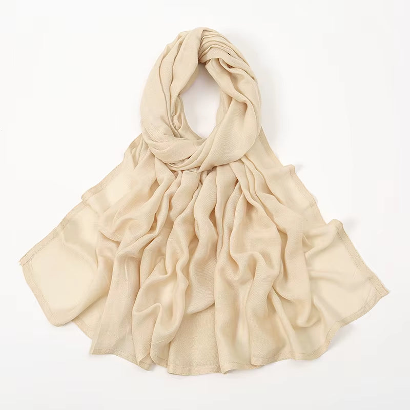 Women's Islamic Hijabs - Soft Viscose Rayon Shawls, Plain Thin Headscarves, 200x85 cm